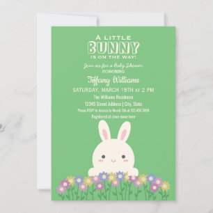 Invitation Un Petit Lapin Est Sur Le Chemin Bébé Fille Douche