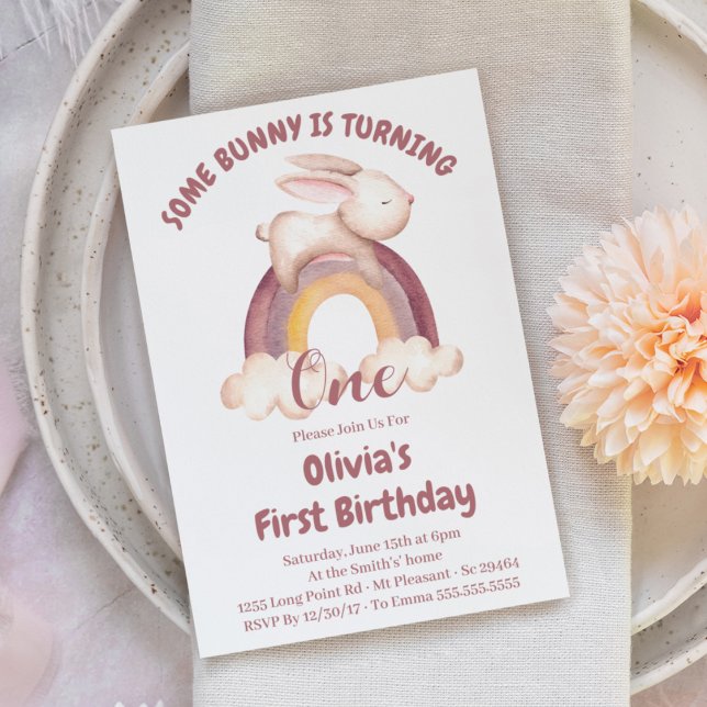 Invitation Un petit lapin fête son premier anniversaire Invit (Créateur téléchargé)