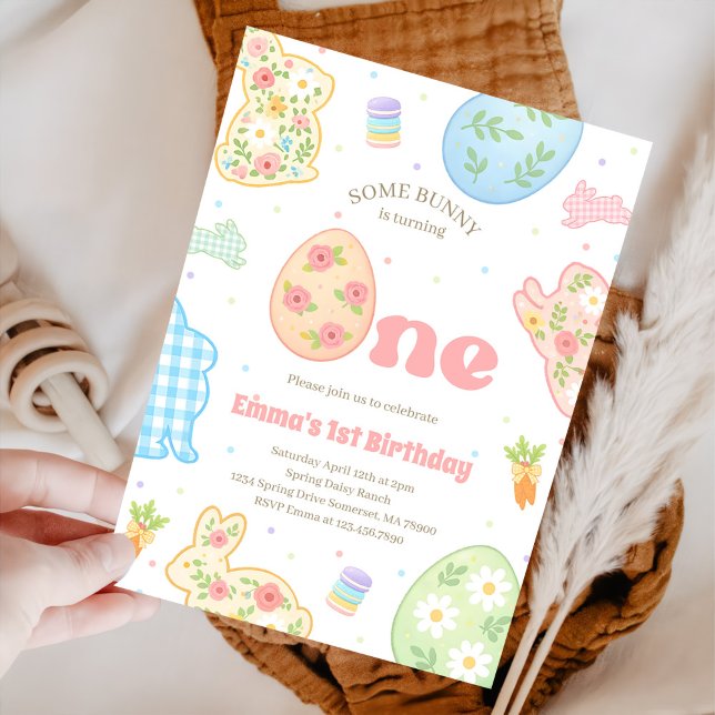 Invitation Un petit lapin fête son premier anniversaire paste (Créateur téléchargé)