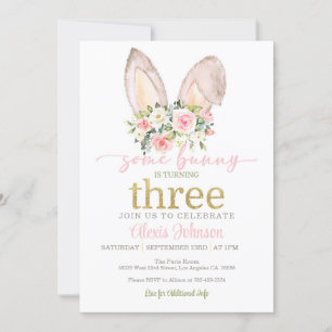 Invitation Un petit lapin fête son TROISIÈME anniversaire