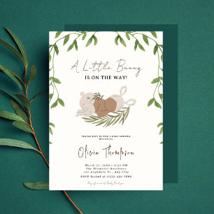 Invitation Un Petit Lapin Fille Baby shower Verdure