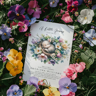Invitation Un petit lapin floral Baby Girl Douche