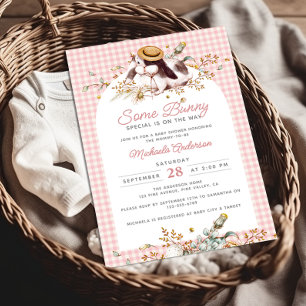 Invitation Un Petit Lapin Spécial Sur Le Chemin Baby shower B