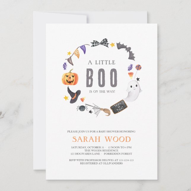 Invitation Un petit livre est en route, Baby shower d'Hallowe (Devant)