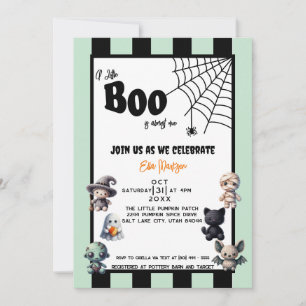 Invitation Un petit livre est presque dû Baby shower d'Hallow