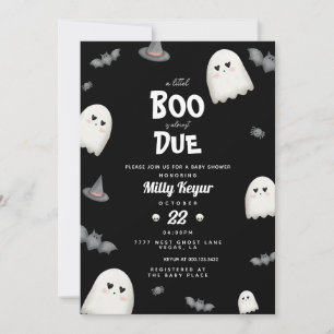Invitation Un petit livre est presque dû Baby shower d'Hallow