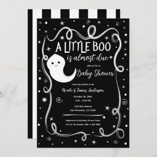 Invitation Un petit livre est presque dû Baby shower d'Hallow