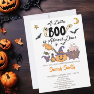 Invitation Un petit livre est presque dû Baby shower d'Hallow