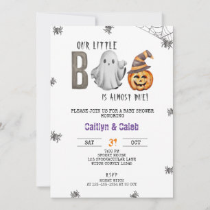 Invitation Un petit livre est presque dû, Baby shower Hallowe