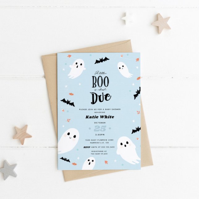 Invitation Un petit livre est presque dû Halloween Baby showe (Créateur téléchargé)