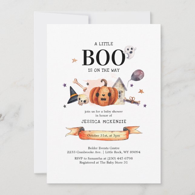 Invitation Un petit livre sur le chemin Baby shower d'Hallowe (Devant)