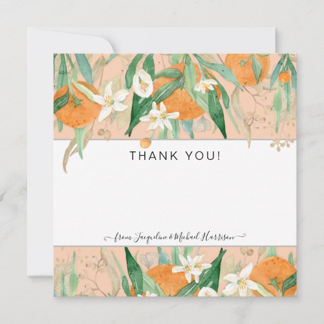 Invitation Un petit Merci Cutie Oranges Eucalyptus Baby (Devant)