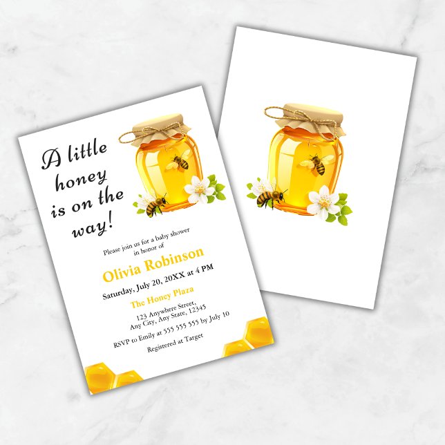 Invitation Un petit miel est en route Bébé Shower (A Little Honey is on the Way Bee Baby Shower Invitation )