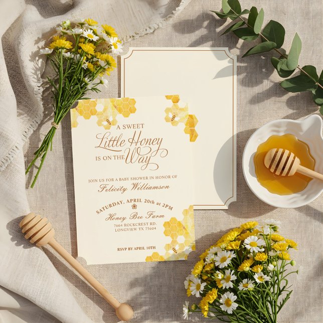 Invitation Un Petit Miel Sucré En Chemin | Baby shower (A Sweet Little Honey On The Way | Bee Baby Shower Invitation)