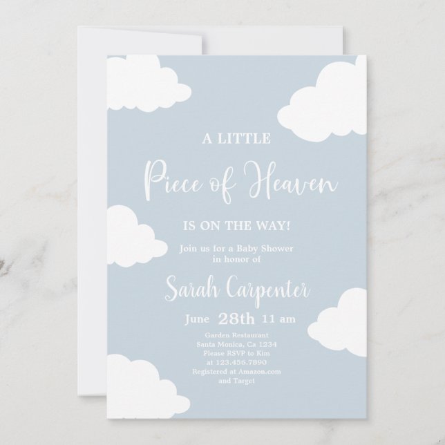 Invitation Un petit morceau de Baby shower du ciel (Devant)