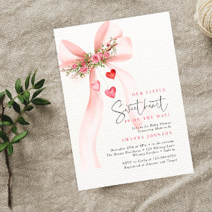 Invitation Un petit nœud rose pour bébé pour la Saint-Valenti