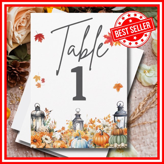 Invitation UN PETIT NOMBRE DE TABLEAU DE Baby showers Citroui (A Little Pumpkin is on the Way Fall Autumn Floral Baby Shower Table Numbers)