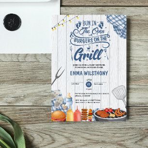 Invitation Un petit pain dans le four et les hamburgers Grill