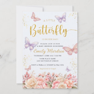 Invitation Un petit papillon Boho fille baby shower I