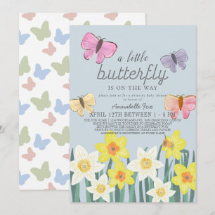 Invitation Un petit papillon Daffodil Baby shower Drive-by