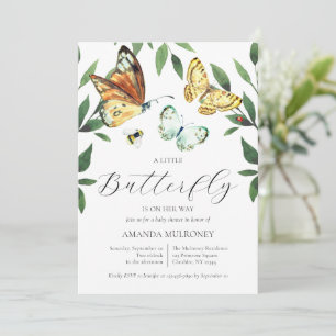 Invitation Un Petit Papillon Est En Chemin De Baby shower