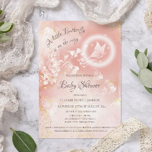 Invitation Un Petit Papillon Est En Chemin De Baby shower