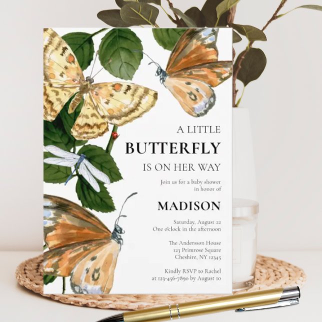 Invitation Un Petit Papillon Est En Chemin De Baby shower (Créateur téléchargé)