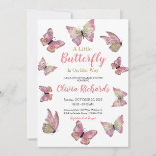 Invitation Un Petit Papillon Est En Chemin De Baby shower