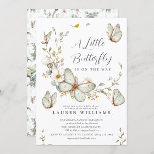 Invitation Un Petit Papillon Est En Chemin De Baby shower