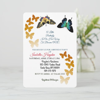 Invitation Un Petit Papillon Est En Route Anniversaire Modern