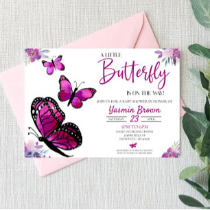 Invitation Un Petit Papillon Est En Route ! Baby shower
