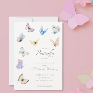 Invitation Un petit papillon est sur le chemin Baby shower