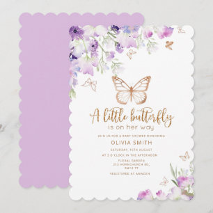 Invitation Un petit papillon est sur le chemin du lilas doré