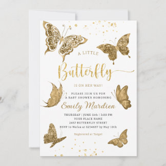 Invitation Un petit papillon est sur son chemin fille rougir