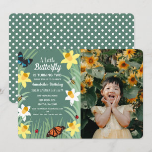 Invitation Un petit papillon Printemps Photo Anniversaire