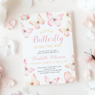 Invitation Un Petit Papillon Se Trouve Sur Le Chemin Du Baby