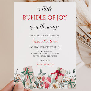 Invitation Un petit paquet de joie Fête prénatale de Noël pou