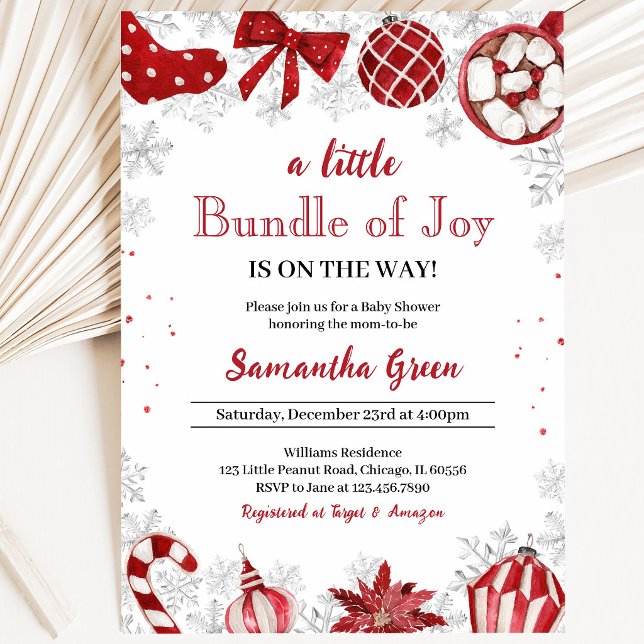 Invitation Un petit paquet de joie Fête prénatale de Noël pou (Créateur téléchargé)