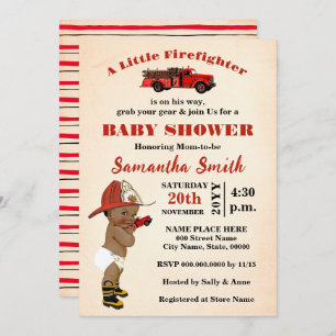 Invitation Un petit pompier est en route Un Baby shower