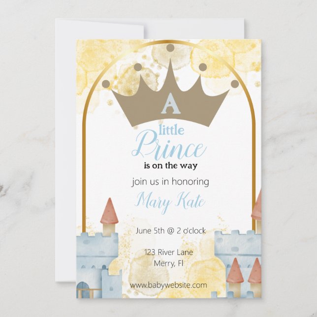 Invitation Un Petit Prince avec Baby shower de Château (Devant)