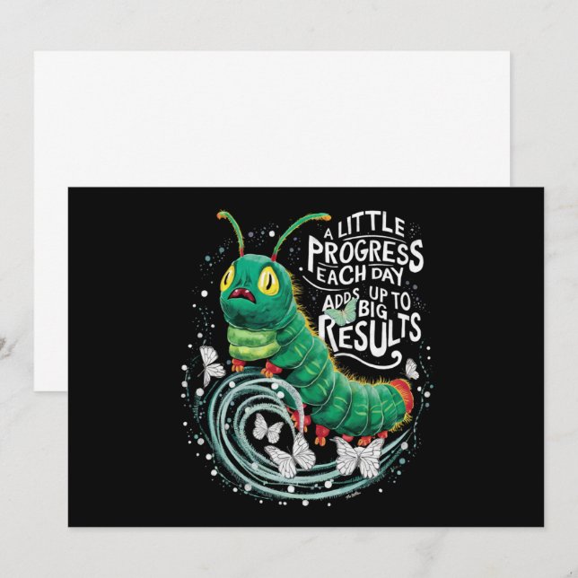 Invitation Un petit progrès chaque jour Hungry Caterpillar  (Devant / Derrière)