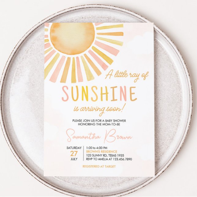 Invitation Un petit rayon de soleil Baby shower (You Are My Sunshine Baby Shower Invitation)