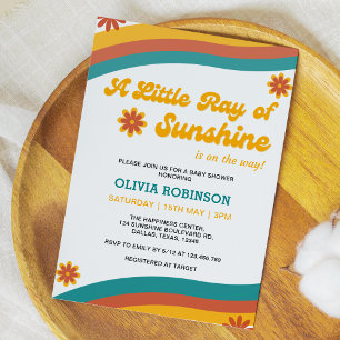 Invitation Un Petit Rayon de Soleil Baby Shower Bohème Rétro