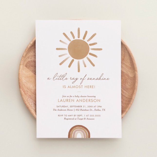 Invitation Un petit rayon de soleil Baby shower Boho (Créateur téléchargé)