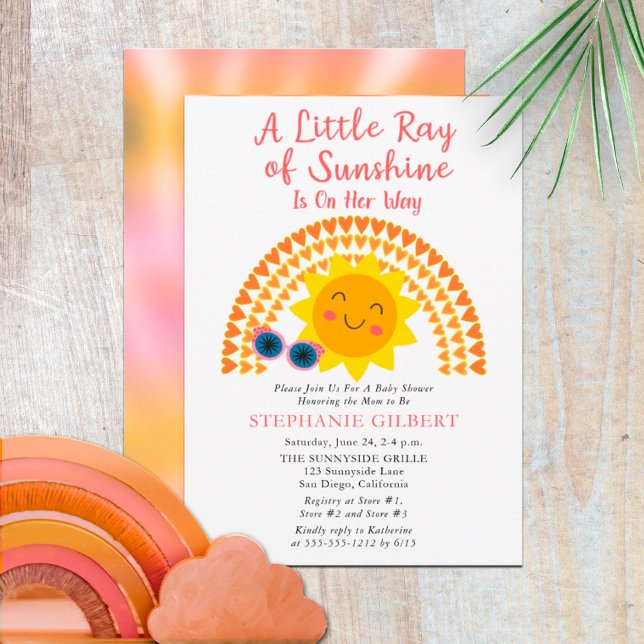 Invitation Un petit rayon de soleil Baby shower fille (Créateur téléchargé)