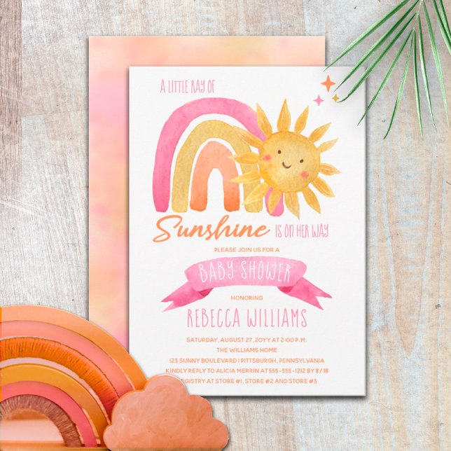 Invitation Un petit rayon de soleil Baby shower fille (Créateur téléchargé)