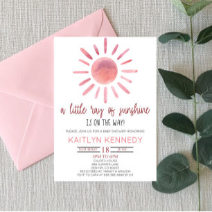 Invitation Un Petit Rayon De Soleil Baby shower Rose
