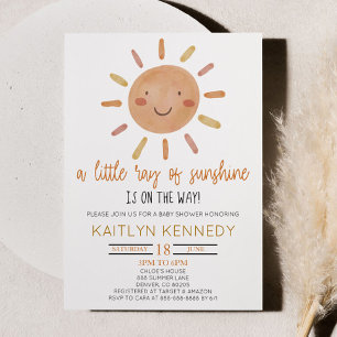 Invitation Un Petit Rayon De Soleil Jaune Baby shower Soleil