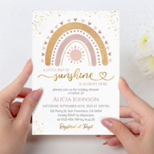 Invitation Un petit rayon de Sunshine Boho Baby shower arc-en