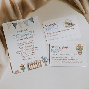 Invitation Un petit rodéo de vaches Baby shower Ouest Brown